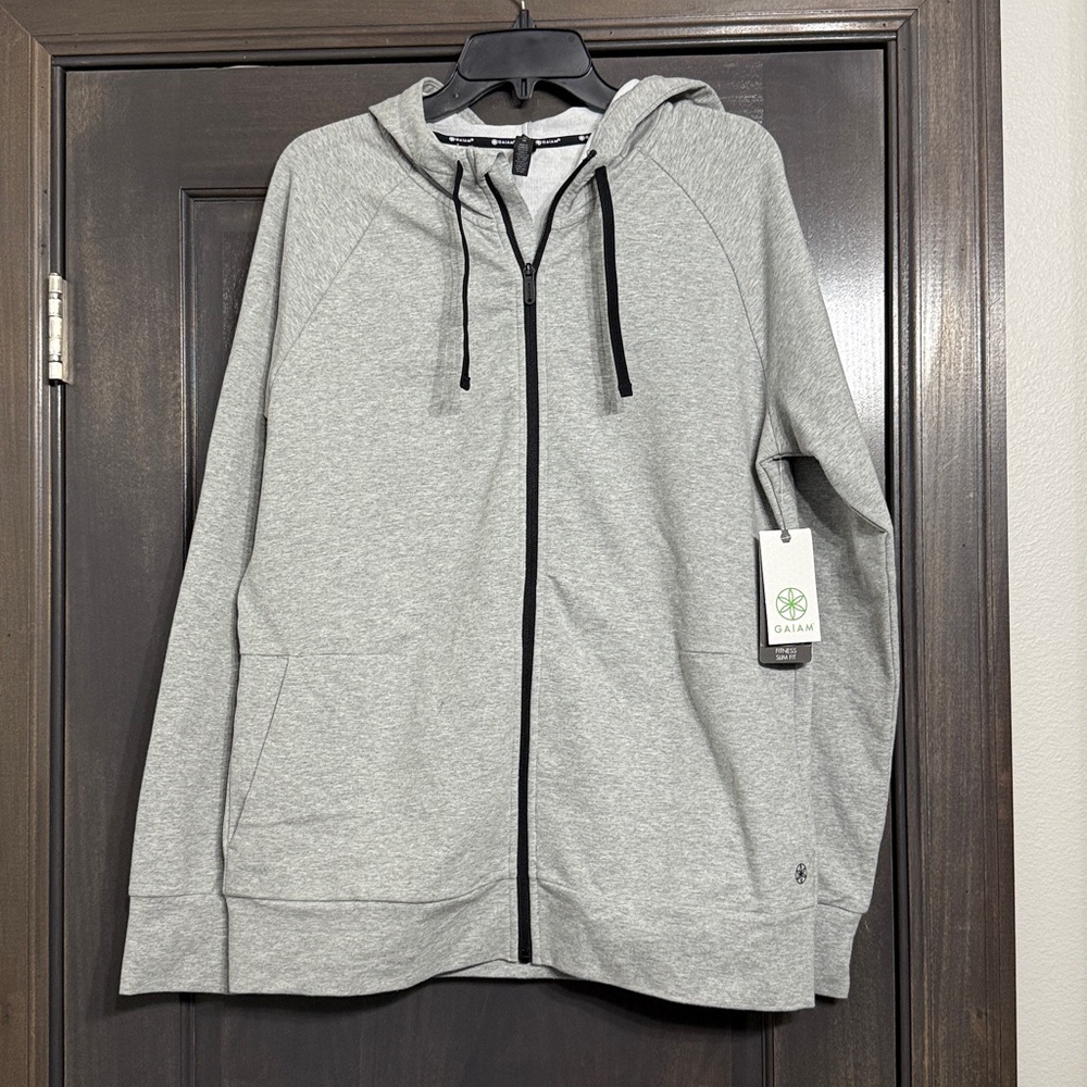 Gaiam NWT Zip‎ Up Hoodie Jacket grey Medium